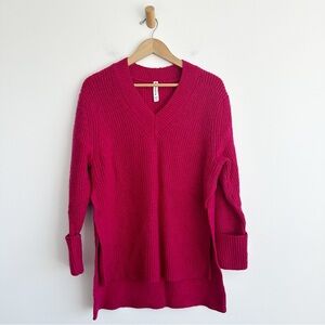Athleta Shasta V-Neck Wool Knit Sweater Pink Women’s Small
